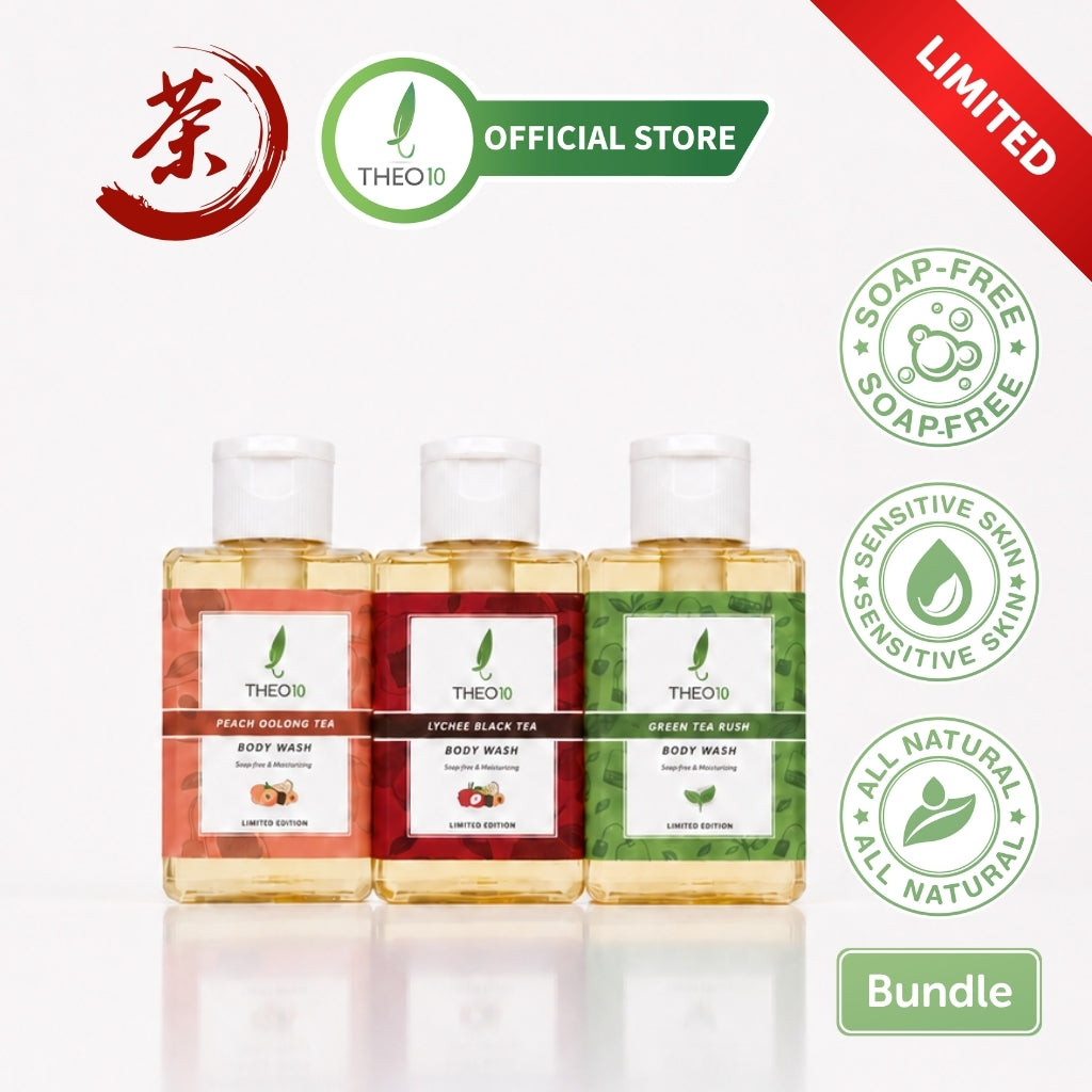 Theo10 Tea Series Bodywash - Green Tea Rush, Peach Oolong Tea, Lychee Black Tea